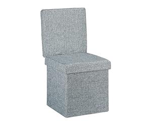 Relaxdays Tabouret de rangement pliant en lin avec appui dos coffre stable pouf H x l x P: 73 x 38 x 38 cm couvercle amovible repose-pieds boîte en forme de cube de stockage ottoman, gris