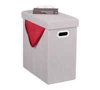 Relaxdays Tabouret de Rangement, rembourré, Pouf Pliable, Salon, entrée, HxLxP : 49 x 48,5 x 27 cm, Beige