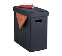 Relaxdays Tabouret de rangement, rembourré, pouf pliable, salon, entrée, HxLxP : 49 x 48,5 x 27 cm, noir