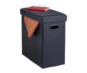 Relaxdays Tabouret de Rangement, rembourré, Pouf Pliable, Salon, entrée, HxLxP : 49 x 48,5 x 27 cm, Noir