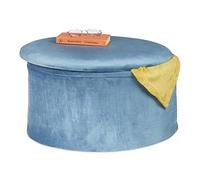 Relaxdays Tabouret de Rangement, revêtement Velours, Pliable, rembourré, de Forme Ronde, HxD 31 x 57 cm, Couleur pétrole