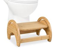 Relaxdays Tabouret de Salle de Bain ou WC, défécation optimale, en Bambou, H x L x P : 23 x 36 x 32 cm, Nature