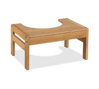 Relaxdays Tabouret de Salle de Bain, en Bambou, défécation optimale, H x L x P : 21 x 42 x 30 cm, Nature