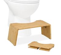 Relaxdays Tabouret de Salle de Bain ou WC, en Bambou, défécation optimale, H x L x P : 19 x 48,5 x 20 cm, Nature