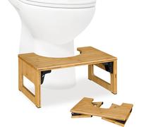 relaxdays Tabouret de toilette pliable en bambou