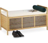 relaxdays Tabouret en bambou avec espace de rangement