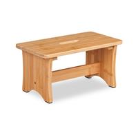 Relaxdays tabouret en bambou, marchepied avec fente, petit repose-pieds, HxlxP : 20,5x40x22 cm, plantes, enfants, nature