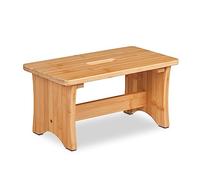 Relaxdays Tabouret en Bambou, marchepied avec Fente, Petit Repose-Pieds, HxlxP : 20,5x40x22 cm, Plantes, Enfants, Nature