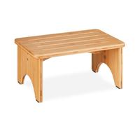 Relaxdays Tabouret en bambou, pour salle de bain, cuisine, salon, HxLxP : 17,5 x 39 x 25 cm, marchepied, nature