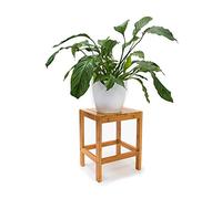 Relaxdays Tabouret en bambou Table pour plantes tabouret salle de bain HxlxP: 40 x 28 x 32 cm table appoint déco, nature