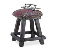 Relaxdays Tabouret en bois de manguier assise rembourrée coloré 4 pieds repose-pieds pouf HxlxP: 40 x 33 x 33 cm, coloré