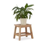Relaxdays Tabouret repose-pied en bois support pour pot de fleurs et plantes en noyer HxlxP: 25,5 x 29,5 x 22 cm, nature