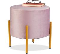 relaxdays Tabouret en velours avec 4 pieds en métal
