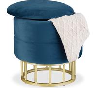 relaxdays Tabouret en velours avec espace de rangement