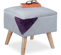 relaxdays Tabouret en velours avec espace de rangement