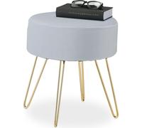 relaxdays Tabouret en velours avec pieds en épingle à cheveux