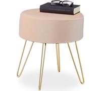 relaxdays Tabouret en velours avec pieds en épingle à cheveux