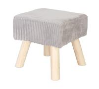 Relaxdays Tabouret en Velours côtelé, Pieds en Bois, rembourré, H x P : 30 x 30 x 30 cm, carré, Pouf, Repose-Pieds, Salon, Gris Clair/Naturel