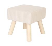Relaxdays Tabouret en Velours côtelé, Pieds en Bois, rembourré, HxLxP : 30x30x30 cm, carré, Pouf, Beige/Nature