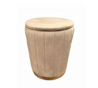 Relaxdays Tabouret en Velours, rembourré, H x P : 42 x 32 cm, Tabouret d'appoint Rond, Salon, pétrole
