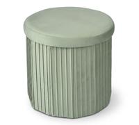 Relaxdays Tabouret en Velours, rembourré, Pliable, avec Rangement, Sauge