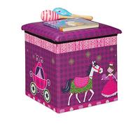 relaxdays Tabouret Enfants, boîte siège Pliable, avec Espace de Rangement, Design Princesse, HxlxP 31x31x31cm