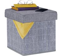 relaxdays Tabouret gris avec espace de rangement