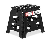 Relaxdays Tabouret Pliable, 1 Marche, Jusqu’à 120 kg, Plastique antidérapant, escabeau Cuisine, 32,5 cm de Haut, Noir