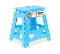 Relaxdays Tabouret Pliable, antidérapant, 120 kg de capacité de Charge, poignée, HxLxP 39 x 38,5 x 32 cm, Bleu Clair