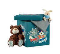 Relaxdays Tabouret Pliable pour Enfant avec Couvercle, Polyester, Jaune, 38 x 38 x 38 cm