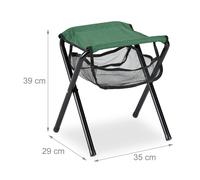 Relaxdays Tabouret Pliant Camping 120 Kg Extérieur Siège Camping Siège Plage Jardin Vert Vert