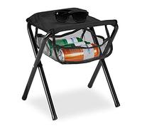 relaxdays Tabouret Pliant Camping, avec Poche, Jusqu’à 120 kg, Pliable, léger, siège Plage, HLP: 39 x 29 x 35 cm, Noir