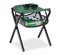 relaxdays Tabouret Pliant Camping, avec Poche, Jusqu’à 120 kg, Pliable, léger, siège Plage, HxLxP: 39 x 29 x 35 cm, Vert