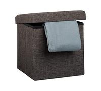 relaxdays Pouf pliable avec espace de rangement Toile