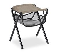 relaxdays Tabouret Pliant Camping, avec Poche, Jusqu’à 120 kg, Pliable, léger, siège Plage, HLP: 39 x 29 x 35 cm, Beige