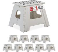 relaxdays Tabouret pliant L blanc, lot de 10