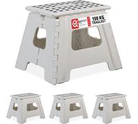 relaxdays Tabouret pliant L blanc, lot de 4