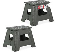 relaxdays Tabouret pliant L gris clair, lot de 2