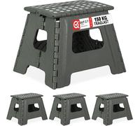 relaxdays Tabouret pliant L gris clair, lot de 4