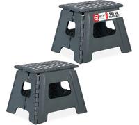 relaxdays Tabouret pliant L gris foncé, lot de 2
