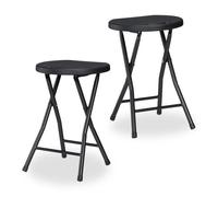 Relaxdays Tabouret pliant lot de 2 HLP : 46x31x30 cm chaise de jardin terrasse balcon poignée noir