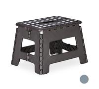 Relaxdays 10023606_709 pliant M, portable, Tabouret de voyage, salle de bain, 120 kg, plastique, 22 cm de haut, gris foncé, PP, 22 x 31,5 x 25 cm
