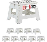 relaxdays Tabouret pliant M blanc, lot de 10