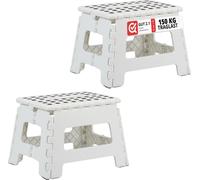 relaxdays Tabouret pliant M blanc, lot de 2