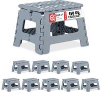 relaxdays Tabouret pliant M gris clair, lot de 10
