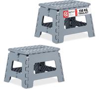 relaxdays Tabouret pliant M gris clair, lot de 4