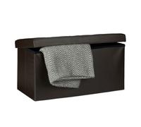 Relaxdays Banc de rangement pratique en simili cuir, 2 places, capacité de charge 300 kg, HLP : 38 x 76 x 38 cm, marron