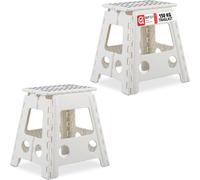 relaxdays Tabouret pliant XL blanc, lot de 2