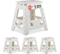 relaxdays Tabouret pliant XL blanc, lot de 4