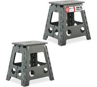 relaxdays Tabouret pliant XL gris clair, lot de 2